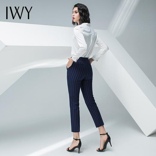 IWY/白色长袖衬衫蓝色条纹小脚裤套装BP871 商品图2