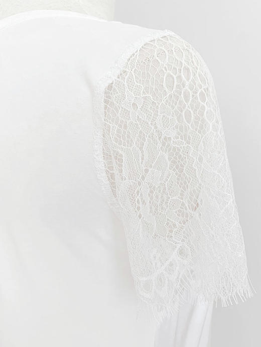 TYNVIE 蕾丝袖真丝拼接T恤 商品图5