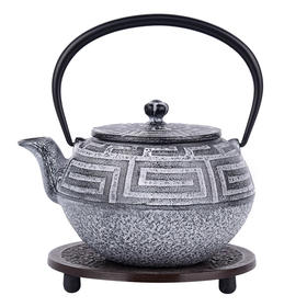 日本铜器富贵回纹铁壶0.65L