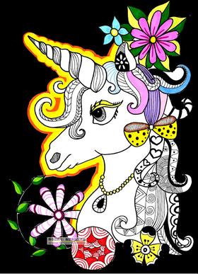 《美丽的独角兽》线描【自动发货：下单后，点击手机短信中收到的链接，即可获取文件下载的链接；如有任何问题，可添加客服微信hm33268获得帮助】
