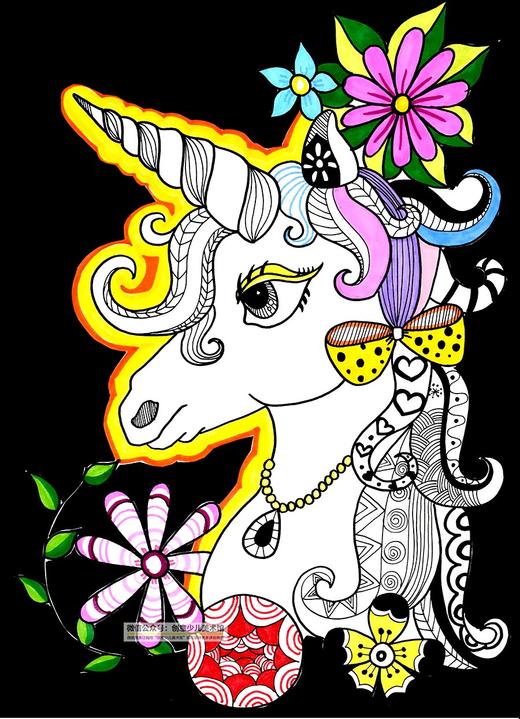 《美丽的独角兽》线描【自动发货：下单后，点击手机短信中收到的链接，即可获取文件下载的链接；如有任何问题，可添加客服微信hm33268获得帮助】
 商品图0