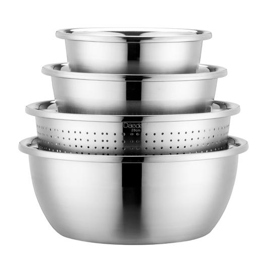 德国戴德不锈钢盆套装家用加厚厨房多用盆洗菜盆沥水盆打蛋和面盆4件套 商品图0