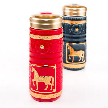 乾唐轩皇家骏马礼盒装随身杯带金（兰+中国红） 商品图4