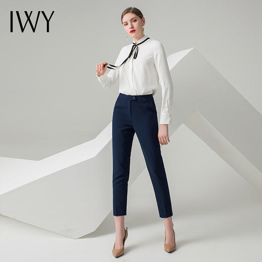 IWY/白色长袖衬衫蓝色长裤套装B134+P475 商品图1