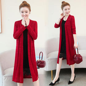 TYL-8869春夏薄款针织开衫过膝披风外套ZXH