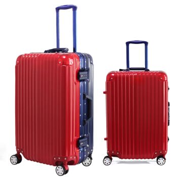 银座 铝框行李箱经典双拼色PC拉杆箱A-1818K