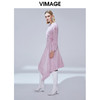 VIMAGE纬漫纪秋款纯色百搭洋气褶皱收腰不规则裙摆连衣裙V1407020 商品缩略图2