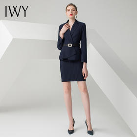 IWY/藏青色长袖西装半裙套装C0511+S0333