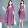 PDD-QM200805新款时尚优雅气质中长款雪纺连衣裙两件套 商品缩略图0