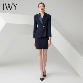 IWY/藏青色长袖西装半裙套装C0512+S0333