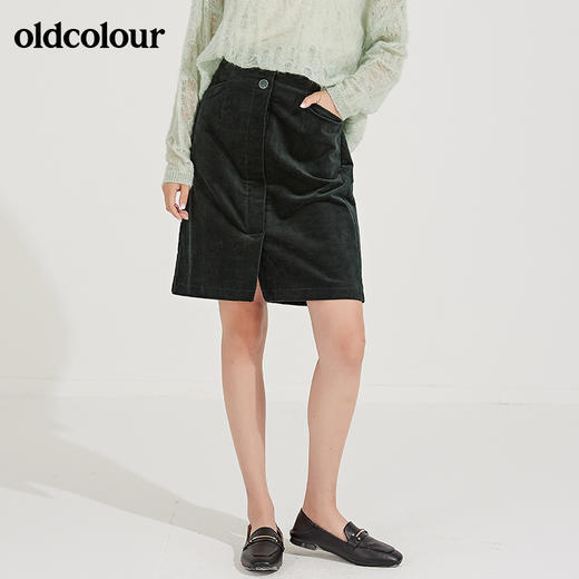 oldcolour春秋季舒适开叉纯色百搭半身裙女裙L32062202 商品图3