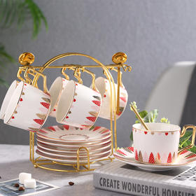 诺轩 英伦风ins欧式陶瓷杯咖啡杯套装下午茶茶具创意杯子家用带碟勺架 一见倾心