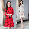 AHM-zm9179韩版少女蕾丝波点改良版旗袍甜美修身长袖连衣裙ZXH 商品缩略图0
