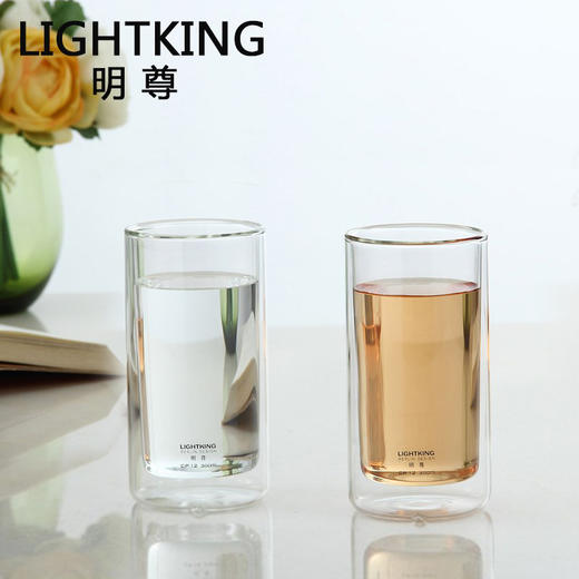 明尊双层隔热玻璃杯套装高颜值牛奶杯玻璃水杯ins简约家用 2只装300ml 商品图1