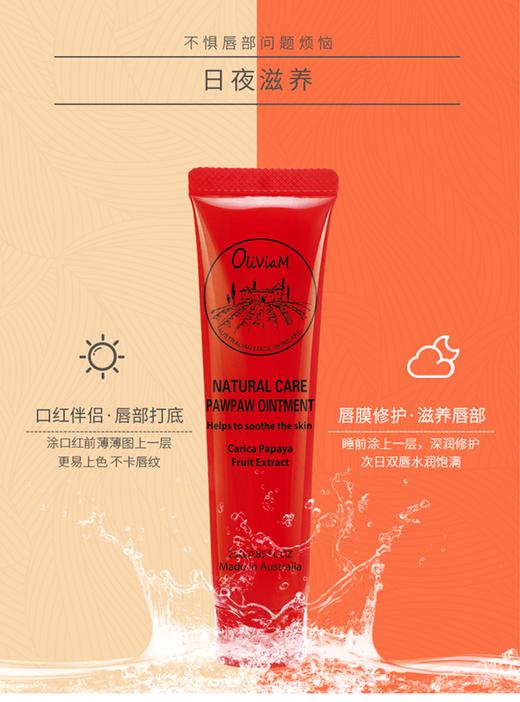 澳洲进口Oliviam保湿滋润防干裂修护止痒木瓜膏天然润唇膏25g 商品图3