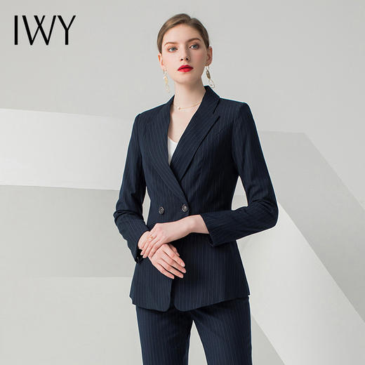 IWY/藏青色条纹长袖西装长裤套装CP10345 商品图2