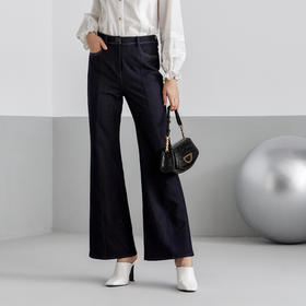 EITIE爱特爱冬季新款时尚气质通勤显瘦百搭修身微喇长裤女裤6305002