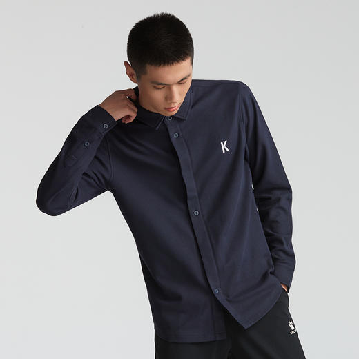 卡尔美运动休闲长袖T恤新款夏秋男士商务时尚棉纯色衬衫 商品图1