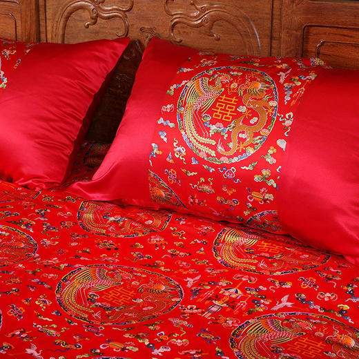 【皇锦】龙凤和合·真丝印花被套三件套 商品图1