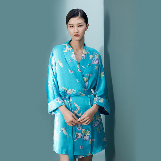 【皇锦】瓜瓞连绵·印花香蕉领睡袍 商品图0