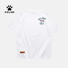 卡尔美运动休闲短袖夏季新款男纯棉T恤男士圆领图案上衣