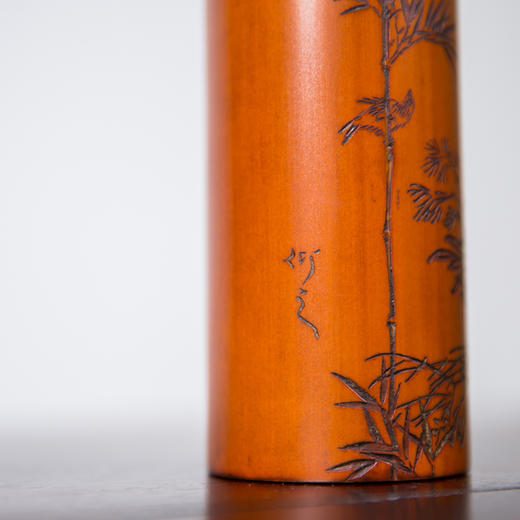 清代  竹雕花鸟纹笔筒 商品图2