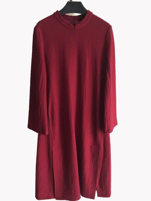 玛可曼可酒红色暗纹提花羊毛连衣裙l30303811