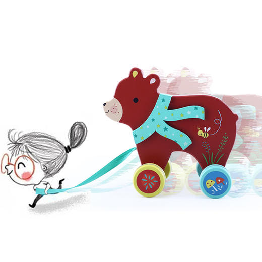 DJECO拖拉小车低幼宝宝学步玩具 商品图6