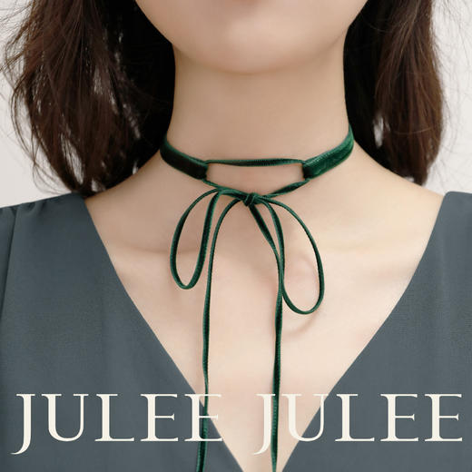 JULEEJULEE茱俪 品牌 日本进口墨绿色蝴蝶结choker 商品图0