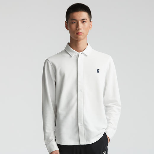 卡尔美运动休闲长袖T恤新款夏秋男士商务时尚棉纯色衬衫 商品图3