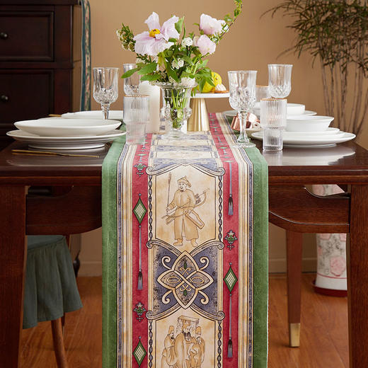 桌旗茶几旗复古宫廷人物图案桌旗 商品图2