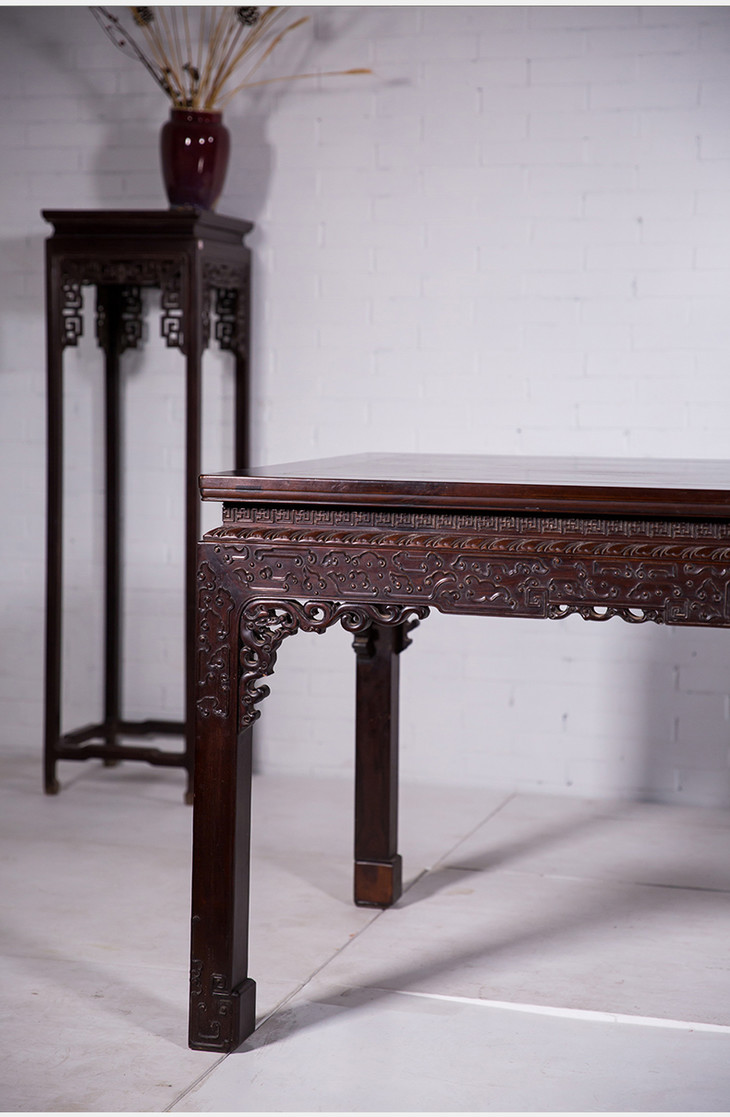 清红木云纹大画桌