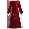 SL-Q5356新款时尚优雅气质修身显瘦金丝绒重工钉珠礼服裙TZF 商品缩略图4