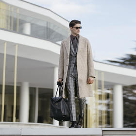 Stylbiella 羊驼绒550克棕色切斯菲尔德大衣