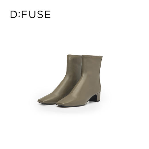 D:FUSE迪芙斯复古方头粗跟短靴DF24116704 商品图4