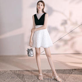 SYFS19070新款时尚名媛气质短款礼服裙（马夹可拆卸）