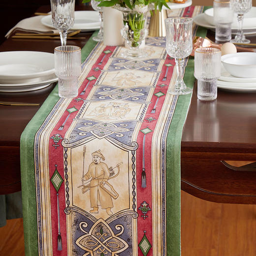 桌旗茶几旗复古宫廷人物图案桌旗 商品图3