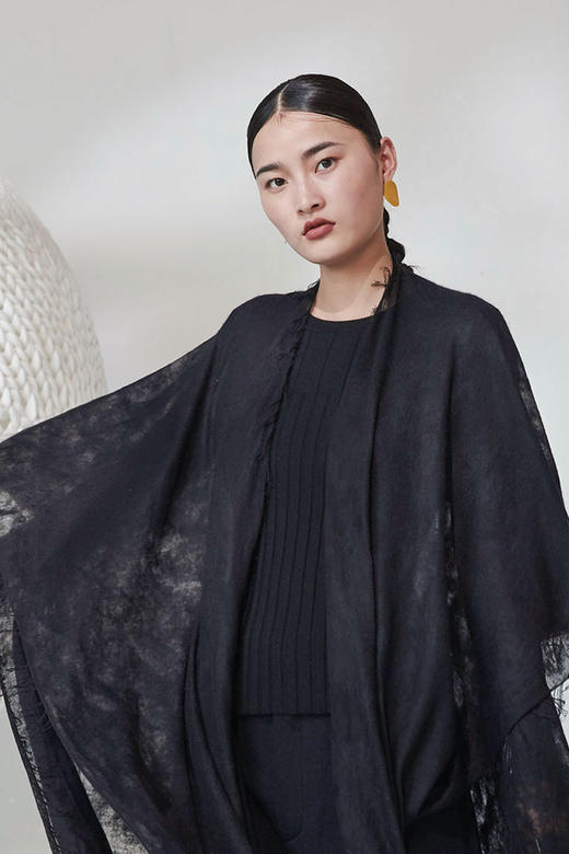 高支羊绒手工工艺长开衫披肩 SJF92P154N 商品图2