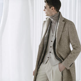 Stylbiella 羊驼绒羊毛蚕丝马海毛棕色切斯菲尔德大衣