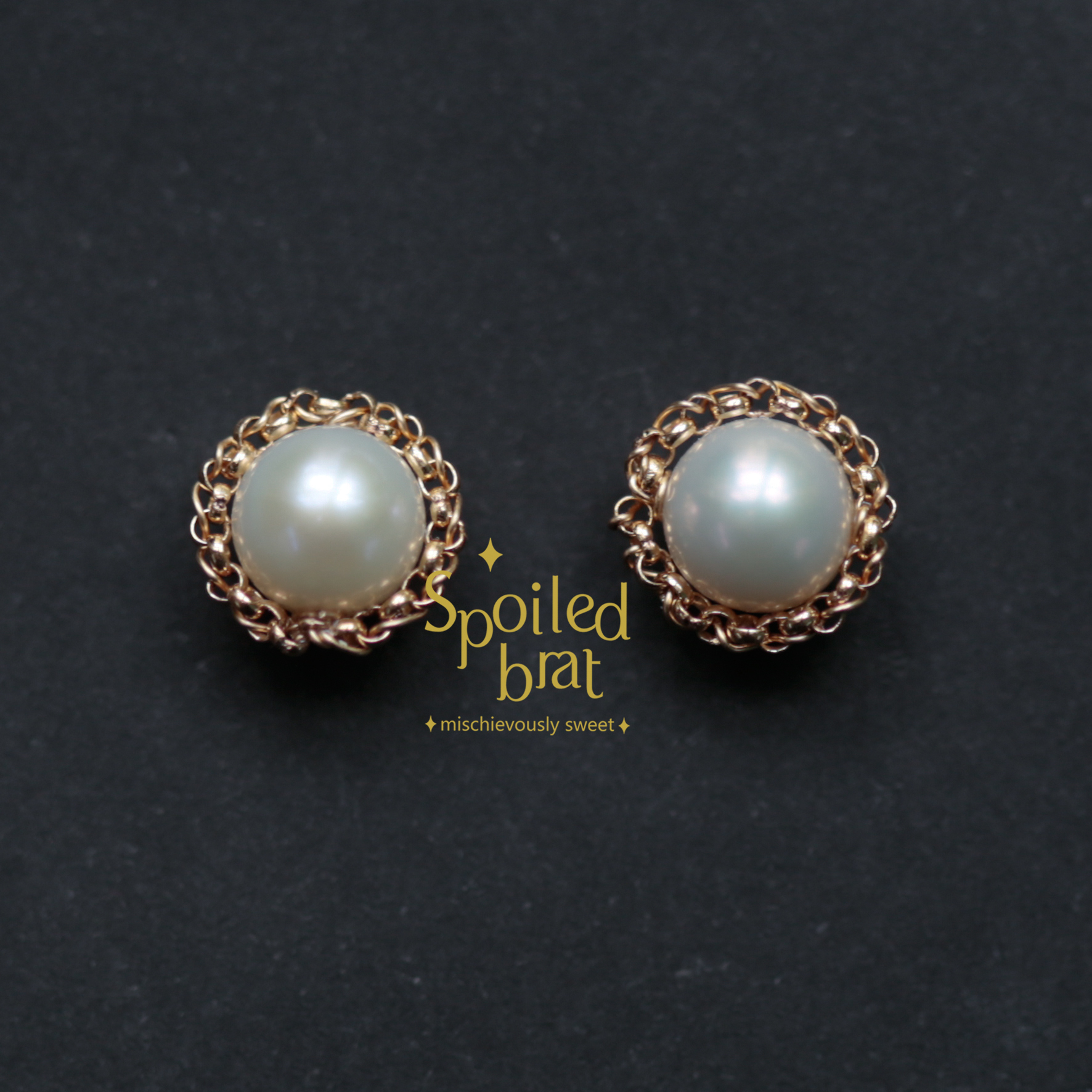 spoiledbrat jewelry麻花编织珍珠耳钉