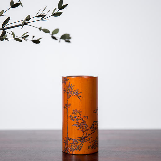清代  竹雕花鸟纹笔筒 商品图4