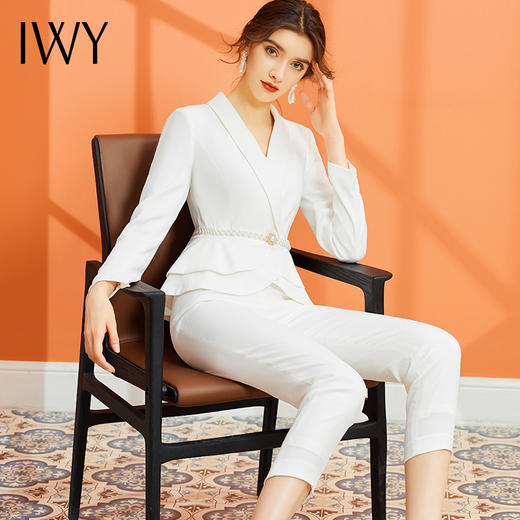 IWY/白色长袖西装长裤套装CP936 商品图1