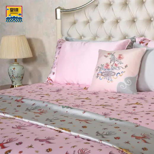 【皇锦】凤鸣春晓·真丝印花被套三件套 商品图0