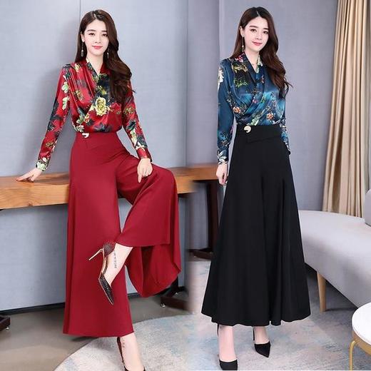 AHM-mgn9075新款洋气百搭减龄阔腿裤套装 商品图1