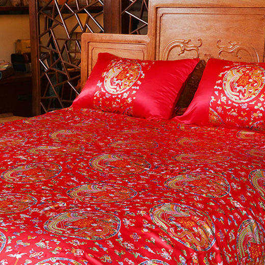 【皇锦】龙凤和合·真丝印花被套三件套 商品图0