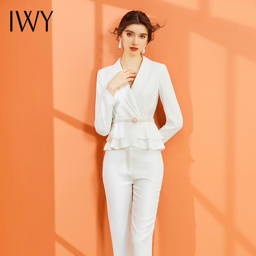 IWY/白色长袖西装长裤套装CP936 商品图4