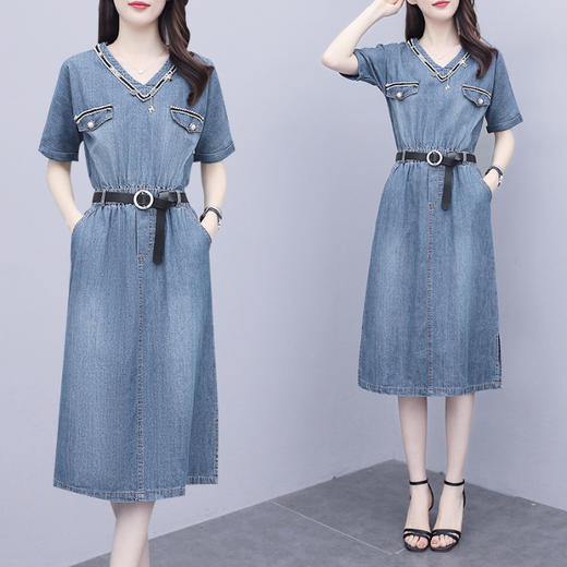 AHM  yyh7005时尚牛仔连衣裙女中长款 商品图0