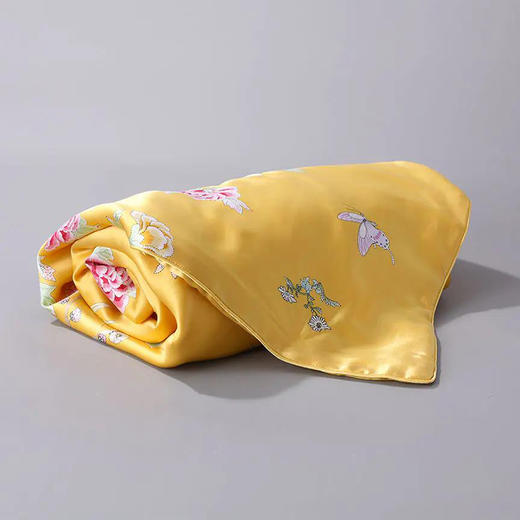 【皇锦】满庭芳·真丝印花小方毯 商品图0