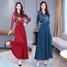 AHM-mgn9075新款洋气百搭减龄阔腿裤套装