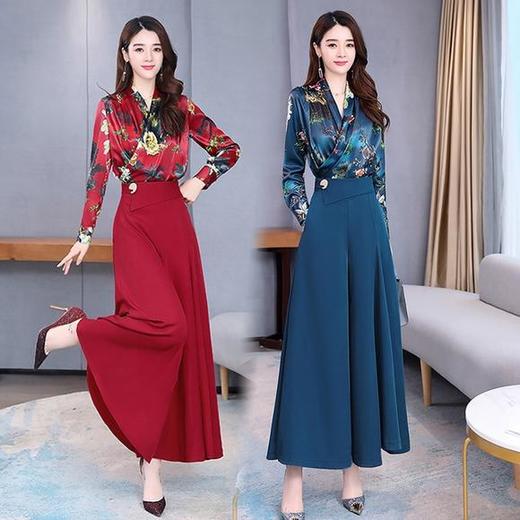 AHM-mgn9075新款洋气百搭减龄阔腿裤套装 商品图0